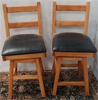 86 - VINTAGE WOOD CHAIRS W/PADDED SEATS