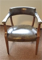 Studded Leather & Walnut Captain Chair