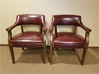 Pair of Burgundy Tufted Leather Chairs