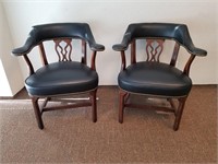 Pair of Jasper Tufted Leather Captain Chairs