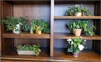 Lot of Faux Potted Plants