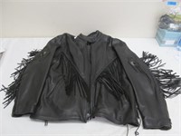 Lady's black leather jacket, XXL, like new