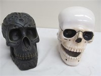 White ceramic & black composite skulls