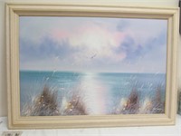 Seascape oil painting, signed Goldberg, 42"x30"