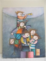 Art, 5 musicians, Joyce Roybal, oil on canvas