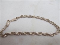 8" sterling rope chain bracelet, 925 Italy