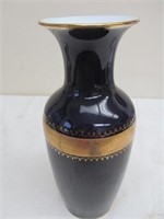 German navy blue vase w. gold trim