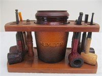 Pipe stand, humidor, & pipes