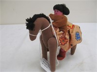 Handmade & artist signed Navajo doll on horse