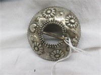 VINTAGE STERLING HEART / FLOWER BELT BUCKLE