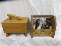 2PC VINTAGE SHOE SHINE BOXES WITH SUPPLIES