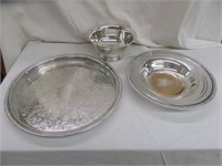3PC SELECTION OF SILVERPLATE PLATTERS AND