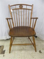ANTIQUE 1800'S OAK AND MAPLE WINDSOR ARMCHAIR