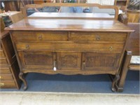 ANTIQUE AMERICAN OAK SIDEBOARD WITH MIRRORED