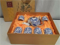 Japanese Blue Porcelain Teapot Set
