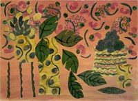 Sonia Katz Watercolor of Leaves, Pineapple, etc.