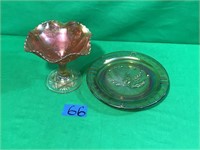 Carnival Glass Ashtray & Candy Dish