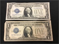 Two Blue Seal Silver Certificates