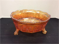 Large, Footed Carnival Glass Bowl