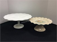 Milk Glass Cake Plate & Pedestal Candle Holder