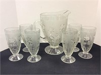 Vintage Depression Glass Pitcher & Glass Set