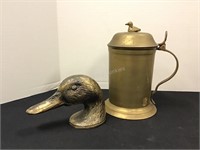 Brass Duck Head Bottle Opener & Mug