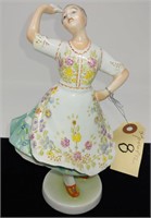 Zsolnay Hungarian porcelain lady, Approx. 9"