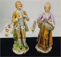 European porcelain man & woman  8.5" each