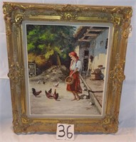 European oil painting on board, signed, 32" x 28"