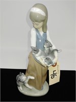 Lladro girl with 4 cats 8.5 in.