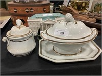 Ironstone Covered Dishes, Vintage Milk Glass Eggs.