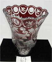Bohemian glass vase 10" x 8"
