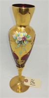 Nice handmade Bohemian-style vase 12"