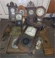 Lot of wall clocks with some missing parts (all
