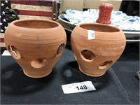 Pair Of Clay Planters.