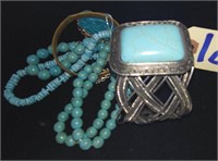 Lot of costume jewelry, some possible turquoise