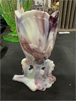 North Wood Slag Glass Chalice Vase.