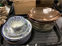 Copper-Colored Bowls, Glass Plates.