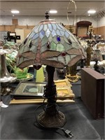Tiffany-Style Leaded Glass Lamp.