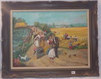 Hungarian Large painting on canvas of people