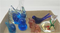 6 pcs of Murano-style glass figures, ear damaged