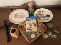 Vintage birds book & compass & other collectibles