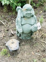 Concrete Hotei “The Laughing Buddha” & Frog