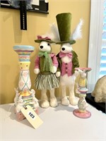 Pair of Easter Rabbits & Candle Sticks