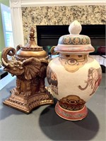 Elephant Ginger Jar & Elephant Home Decoy