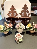 Vintage Shelf & Capodimonte Porcelain