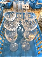 Crystal Lot ~ 6 wine & 2 Vases