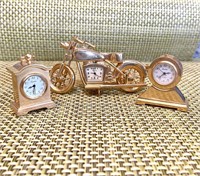 3 Miniature clocks ~ Motorcycle