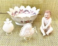 Limoges Bowl, HM tiny ornaments and baby