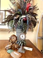 Home Decor ~ Floral Arrangement, 2 clocks